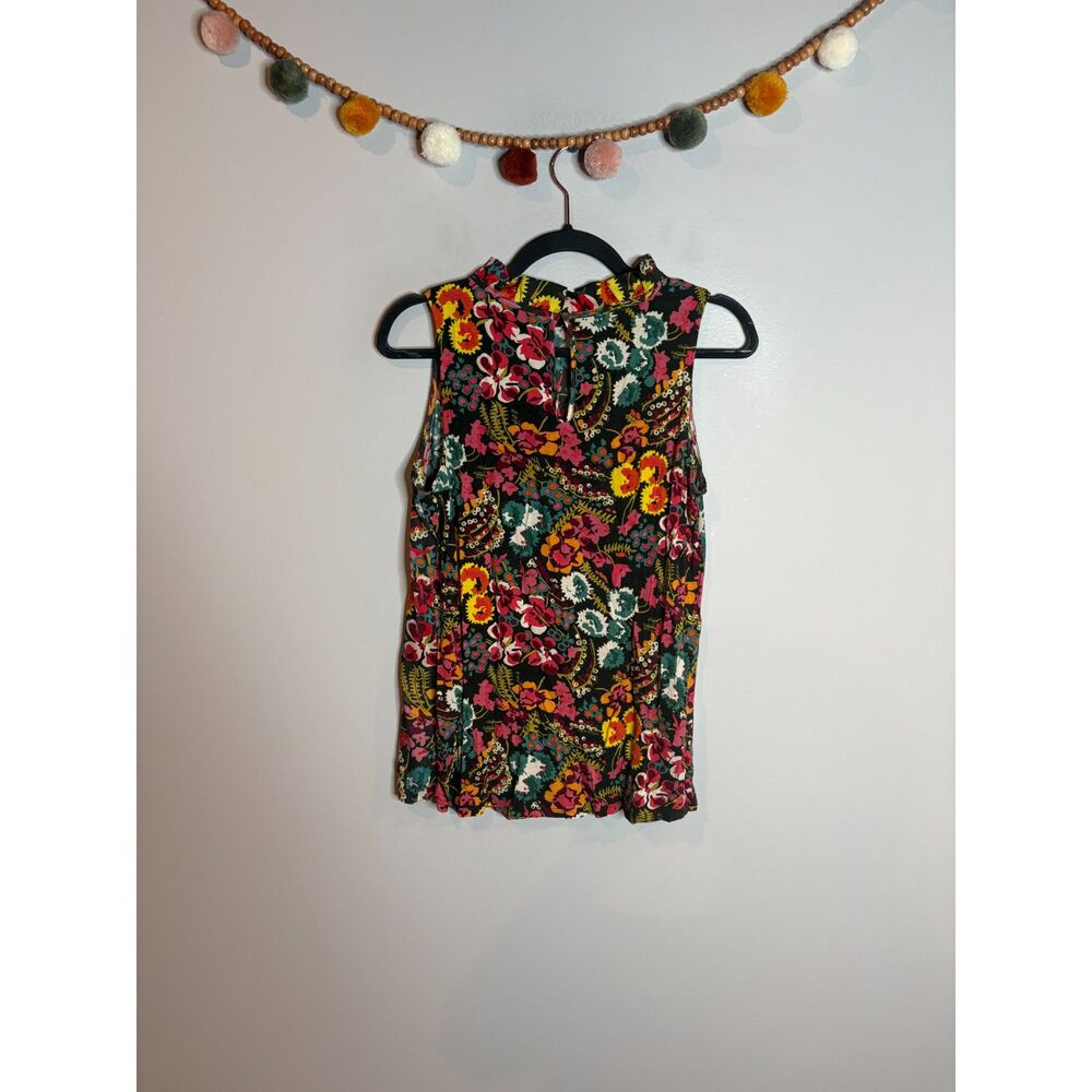 Loft floral patterned ruffle neck tank top - Picture 3 of 4